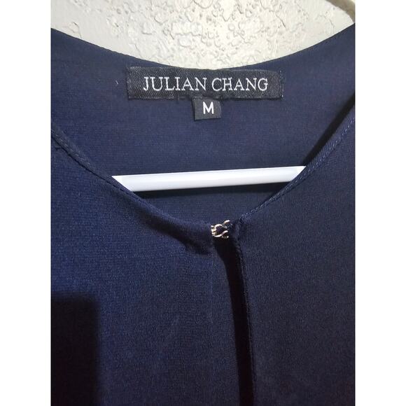 Julian Chang Shift Dress Womens Size Medium Navy Blue Shift Keyhole neck(853) - Picture 3 of 4